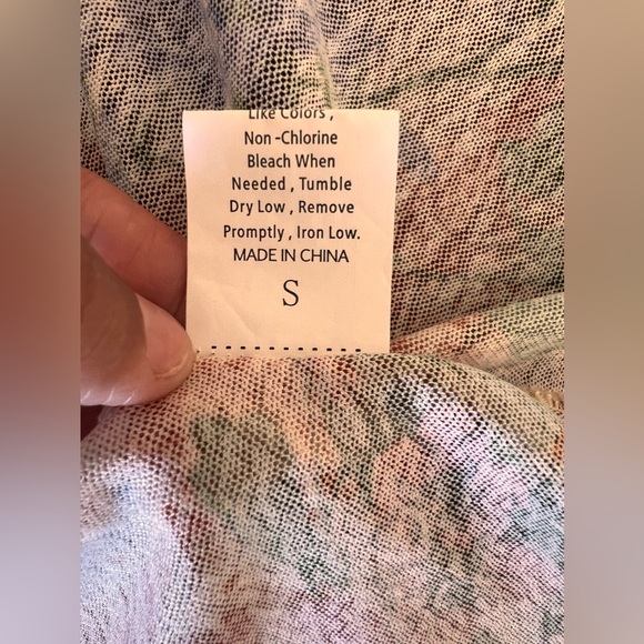 Floral Vintage Mesh Keyhole Ruffle Sleeve Strap 3D Flowers Babydoll Dress Size S - Picture 11 of 15